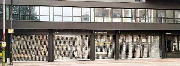Armourshield roller shutters at retail units