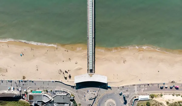 Boscombe promenade in Bournemouth seen from above