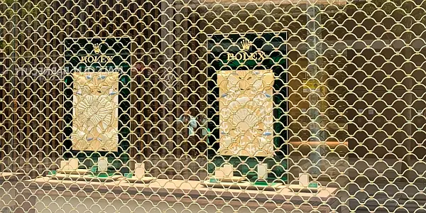 Closeup of armourshield roller grille curtain