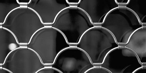 close-up detail of armourshield grille roller shutter curtain