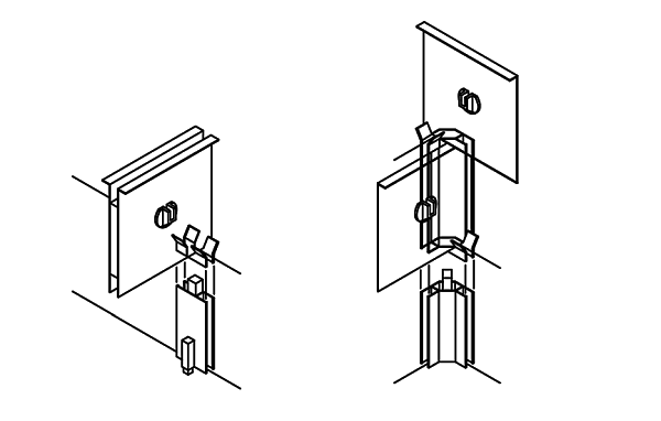 Diagram of cornerpost and center post for bar roller shutter