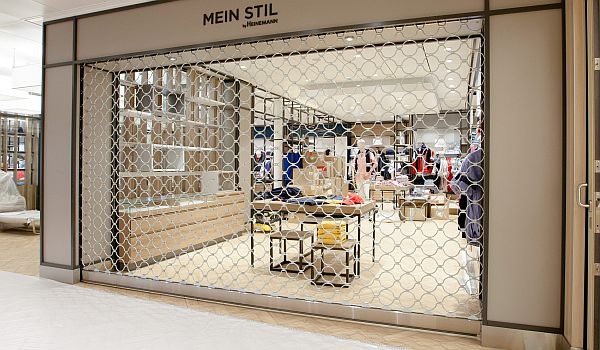 Armourshield roller shutter at clothing shop entrance