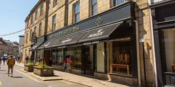 Michael Spiers Jewellers in Lemon Street Truro on a sunny day