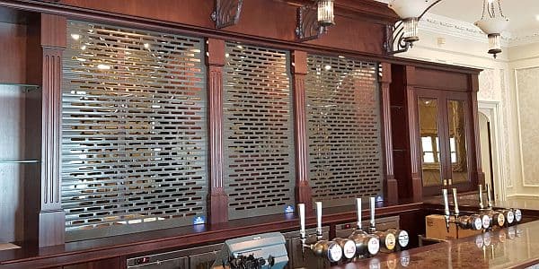 Roller shutters on a bar