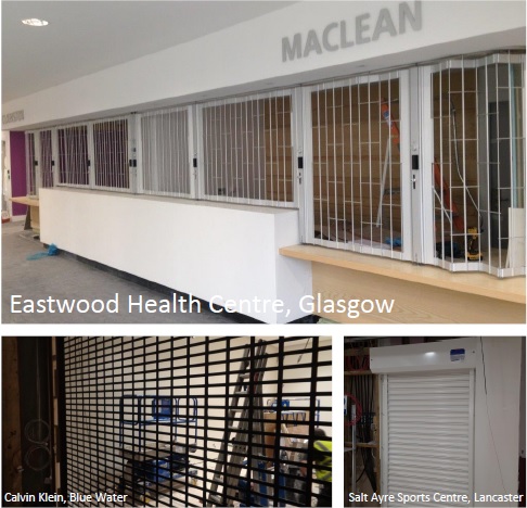 A classic chainlink FlexiGlide sliding shutter and 2 aluminium roller shutters.